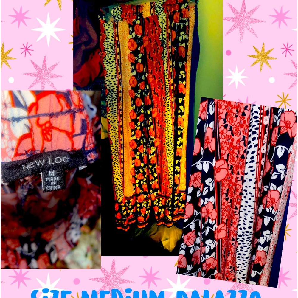 Size medium palazzo pants! They’ve only been tried on & never worn!
